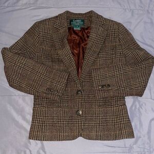 Lauren Ralph Lauren Wool Plaid Blazer Size 2P